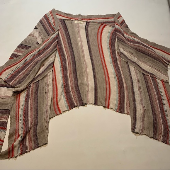 Elan Women's Open Front Cardigan Knit Asymetrical striped Cotton Multicolor - Picture 6 of 8